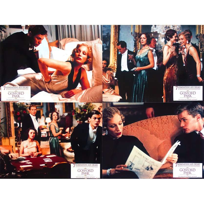 GOSFORD PARK Original Lobby Cards x4 - 9x12 in. - 2001 - Robert Altman, Maggie Smith, Ryan Phillippe