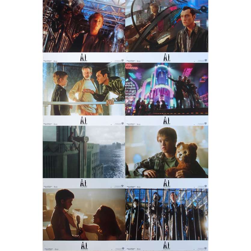 ARTIFICIAL INTELLIGENCE: IA Original Lobby Cards x8 - 9x12 in. - 2001 - Steven Spielberg, Jude Law