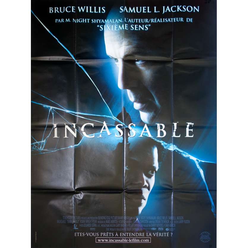 INCASSABLE Affiche de film - 120x160 cm. - 2000 - Bruce Willis, Samuel L. Jackson, M. Night Shyamalan