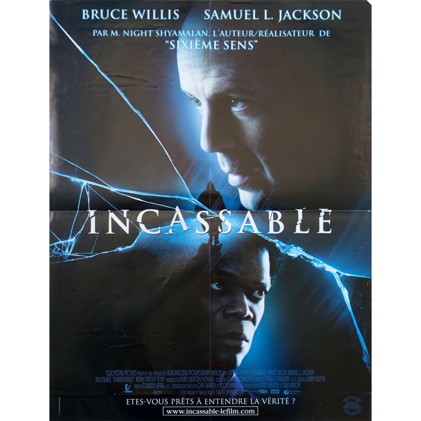 INCASSABLE Affiche de film - 40x60 cm. - 2000 - Bruce Willis, Samuel L. Jackson, M. Night Shyamalan