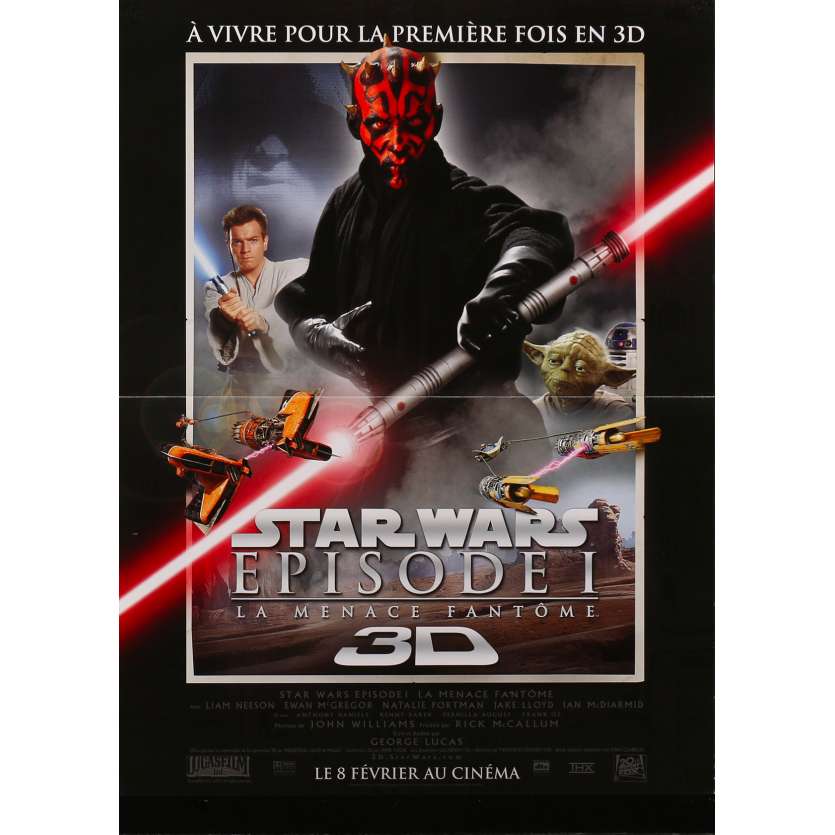 STAR WARS - LA MENACE FANTOME Affiche de film 3D - 40x60 cm. - 1999 - Ewan McGregor, George Lucas