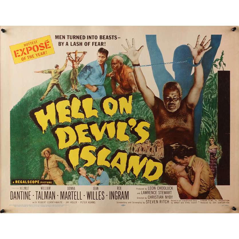 HELL ON DEVIL'S ISLAND Original Movie Poster - 21x28 in. - 1957 - Christian Nyby, Helmut Dantine