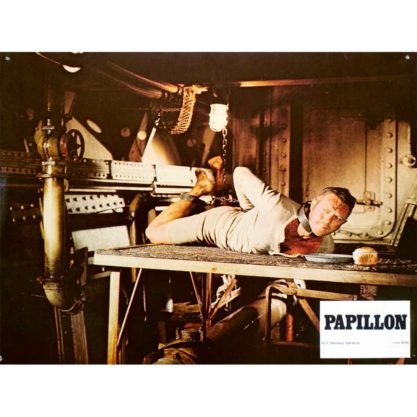 PAPILLON Original Lobby Card N02 - 9x12 in. - 1973 - Franklin J. Schaffner, Steve McQueen
