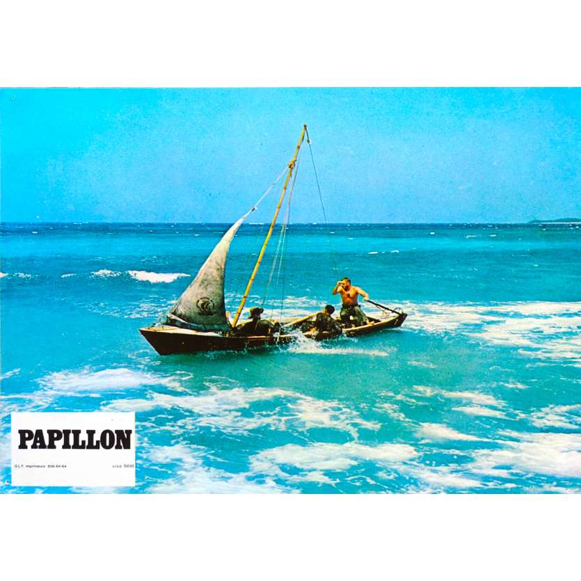 PAPILLON Original Lobby Card N01 - 9x12 in. - 1973 - Franklin J. Schaffner, Steve McQueen