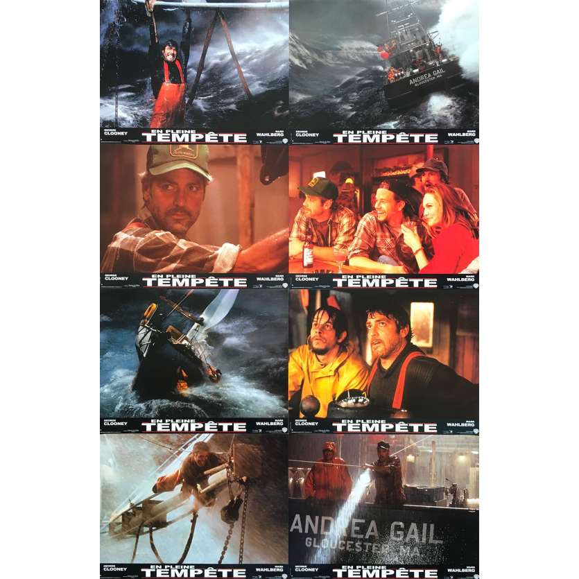 THE PERFECT STORM Original Lobby Cards x8 - 9x12 in. - 2000 - Wolfgang Petersen, George Clooney