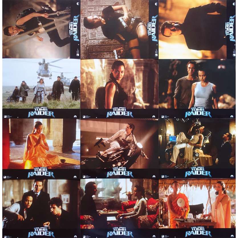 LARA CROFT TOMB RAIDER Original Lobby Cards x12 - 9x12 in. - 2001 - Simon West, Angelina Jolie