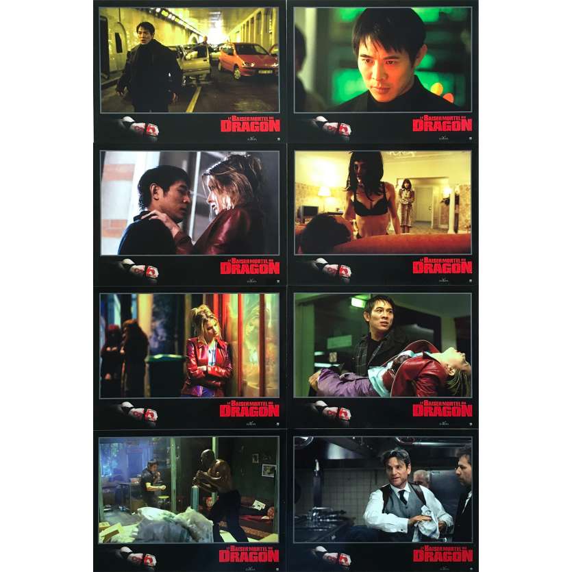 KISS OF THE DRAGON Original Lobby Cards x8 - 9x12 in. - 2001 - Chris Nahon, Jet Li