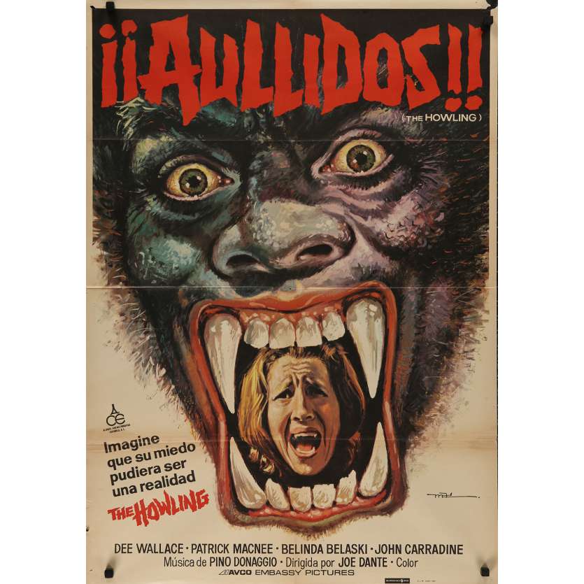 THE HOWLING Spanish Movie Poster - 29x40 in. - 1981 - Joe Dante, Patrick McNee