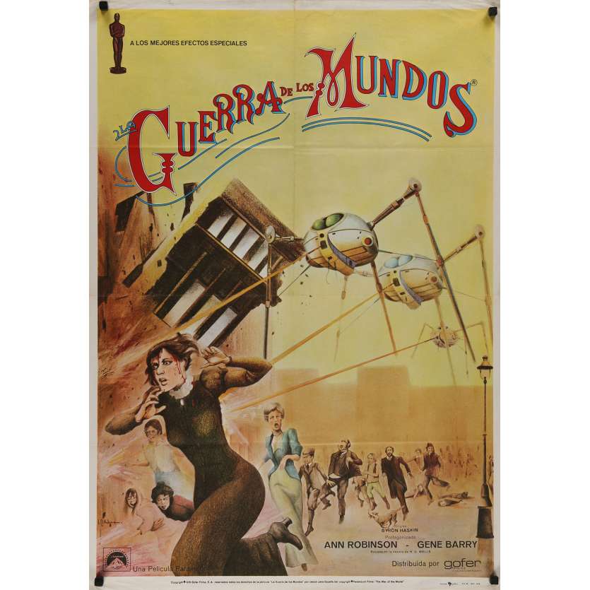 THE WAR OF THE WORLDS Spanish Movie Poster  - 29x40 in. - R1970 - Byron Haskin, Gene Barry