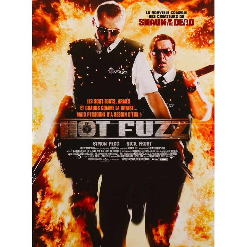 HOT FUZZ Original Movie Poster  - 15x21 in. - 2007 - Edgar Wright, Simon Pegg, Nick Frost