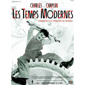 MODERN TIMES Original Movie Poster - 15x21 in. - R2000 - Charles Chaplin, Paulette Goddard,