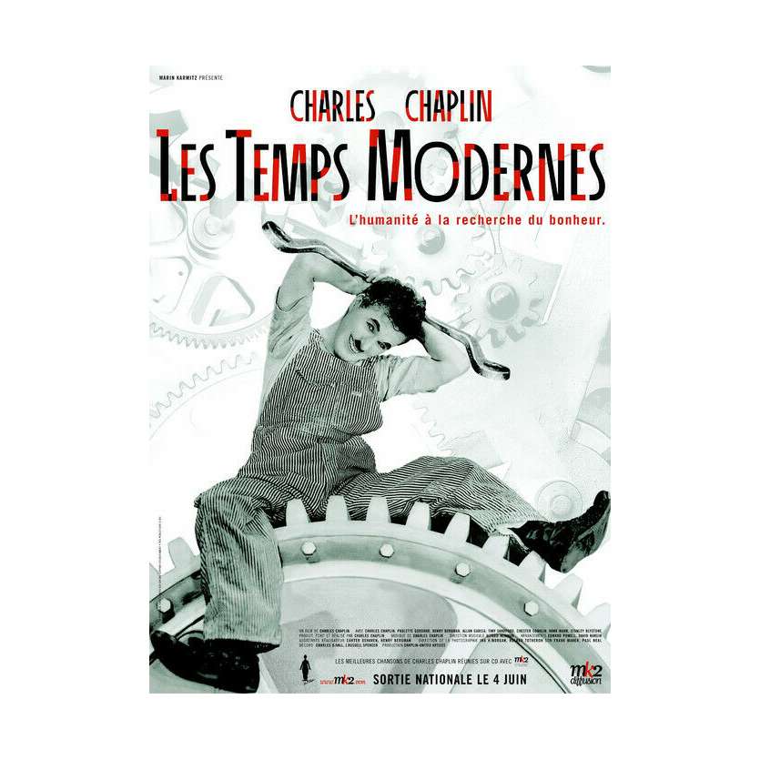 MODERN TIMES Original Movie Poster - 15x21 in. - R2000 - Charles Chaplin, Paulette Goddard,