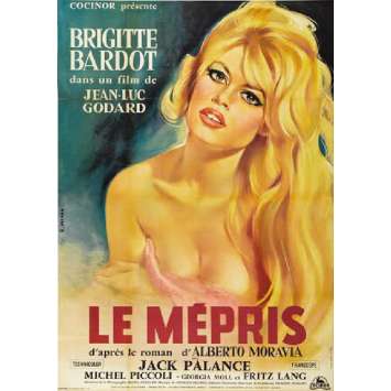 CONTEMPT Original Movie Poster  - 15x21 in. - R1990 - Jean-Luc Godard, Brigitte Bardot