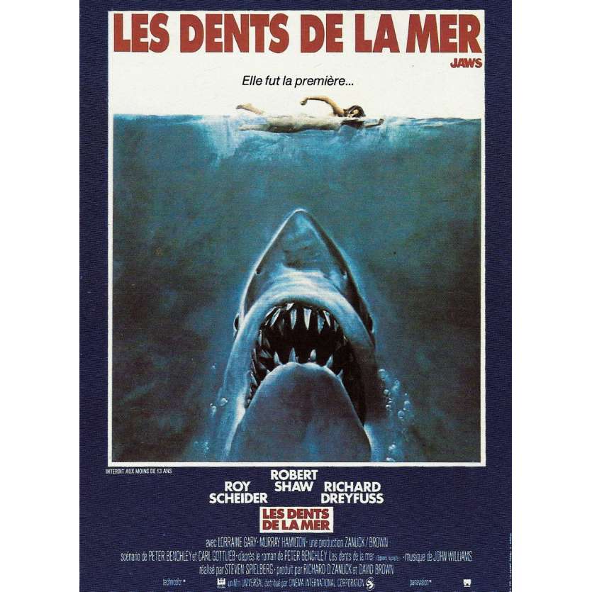 LES DENTS DE LA MER Affiche de film - 40x60 cm. - R1990 - Roy Sheider, Steven Spielberg