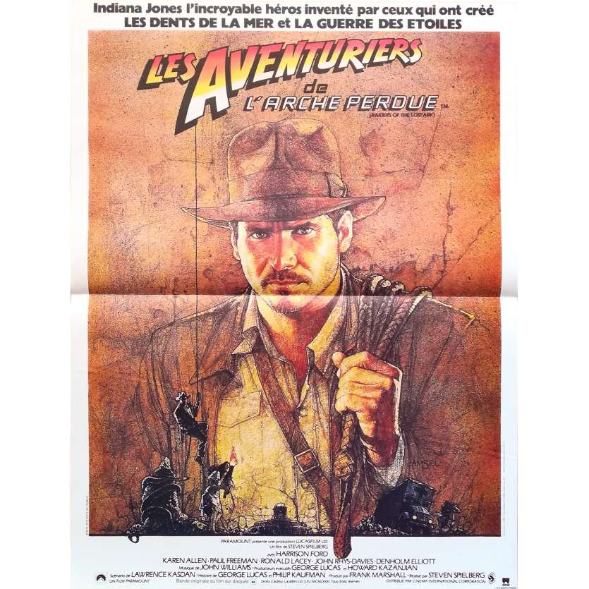 LES AVENTURIERS DE L'ARCHE PERDUE Affiche de film - 40x60 cm. - R1990 - Harrison Ford, Steven Spielberg Retirage