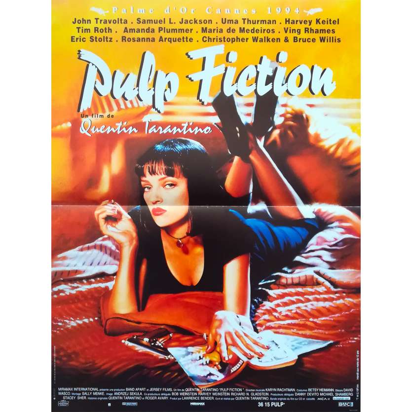 PULP FICTION Affiche de film - 40x60 cm. - R2000 - Uma Thurman, Quentin Tarantino