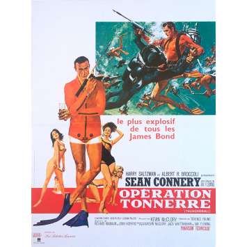 THUNDERBALL Movie Poster - 15x21 in. - R1990 - Restrike - James Bond, Sean Connery