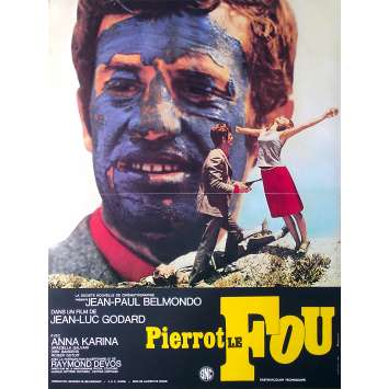 PIERROT LE FOU Movie Poster - 15x21 in. - R2000 - Restrike - Jean-Luc Godard, Jean-Paul Belmondo