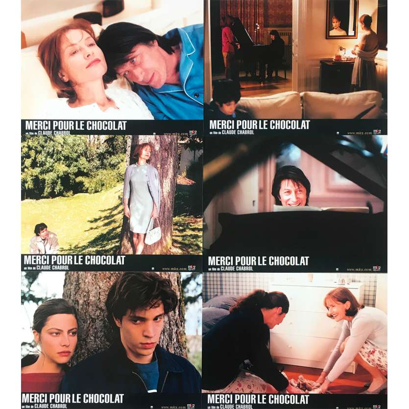 MERCI POUR LE CHOCOLAT Original Lobby Cards - 9x12 in. - 2000 - Claude Chabrol, Isabelle Huppert