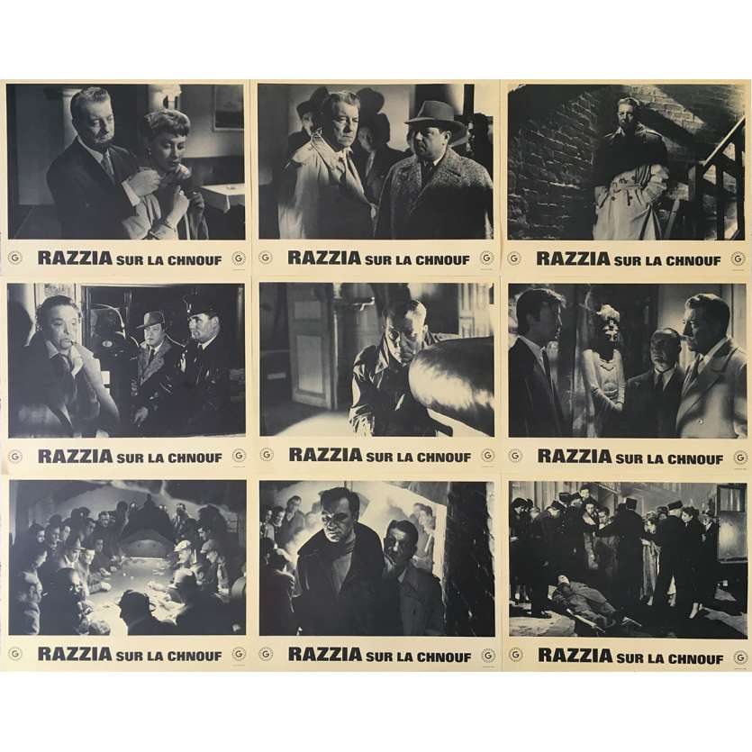 RAZZIA Original Lobby Cards  - 9x12 in. - 1955 - Henri Decoin, Jean Gabin
