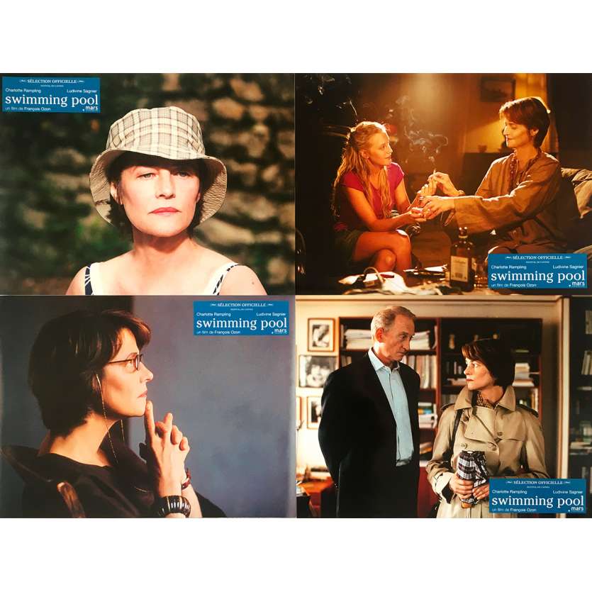 SWIMMING POOL Original Lobby Cards  - 9x12 in. - 2003 - François Ozon, Alain Delon, Romy Schneider