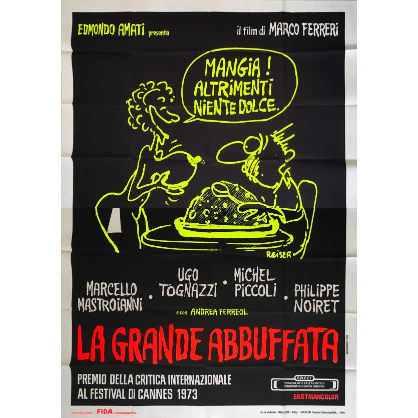 LA GRANDE BOUFFE Affiche de film - 140x200 cm. - 1973 - Marcello Mastroianni, Marco Ferreri