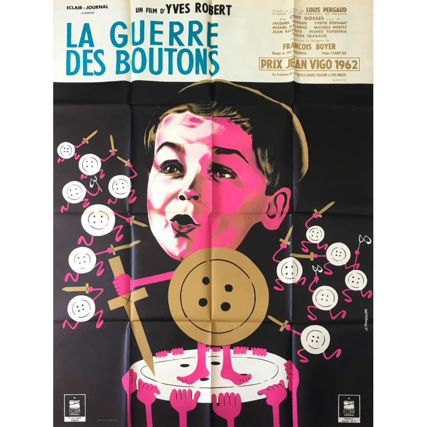 WAR OF THE BUTTONS Original Movie Poster  - 47x63 in. - 1962 - Yves Robert, Jacques Dufilho