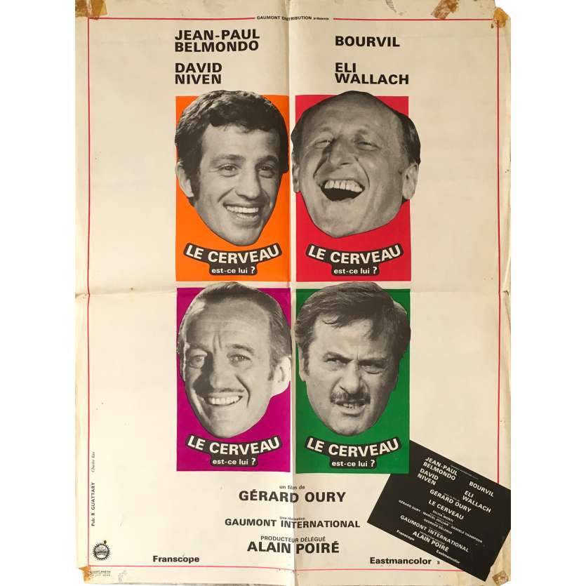 THE BRAIN Original Movie Poster  - 23x32 in. - 1969 - Gérard Oury, Jean-Paul Belmondo