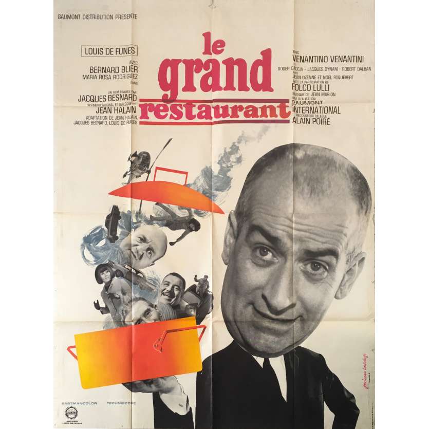 THE RESTAURANT Original Movie Poster  - 47x63 in. - 1966 - Jacques Besnard, Louis de Funès