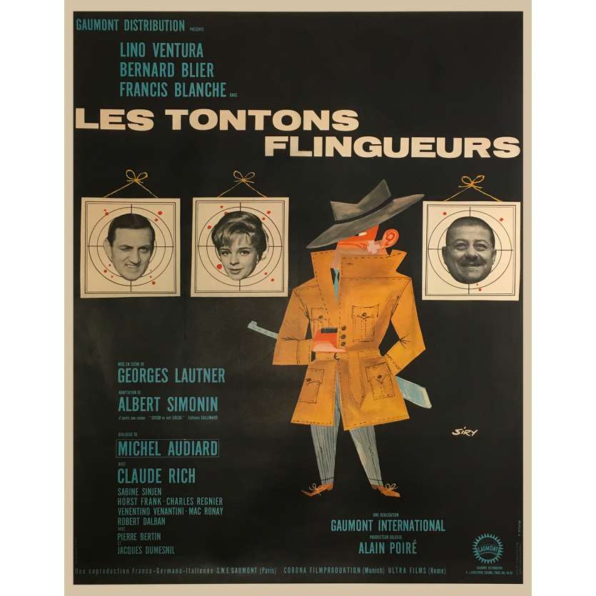 LES TONTONS FLINGUEURS Affiche de film - 120x160 cm. - 1963 - Lino Ventura, Georges Lautner