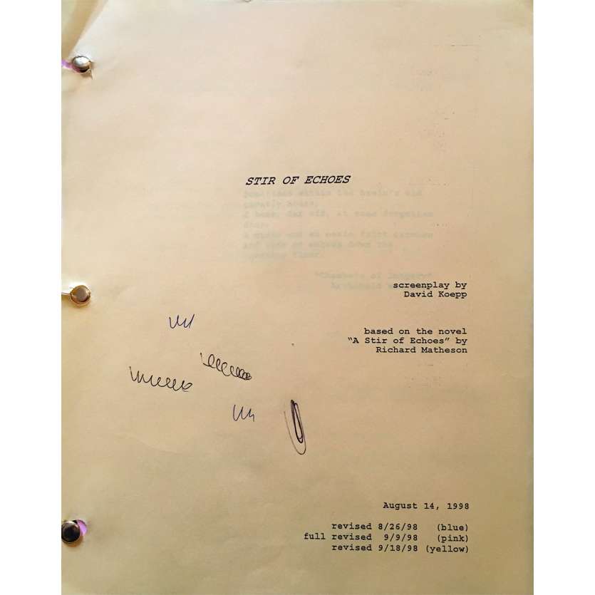 STIR OF ECHOES Original Movie Script  - 9x12 in. - 1999 - David Koepp, Kevin Bacon
