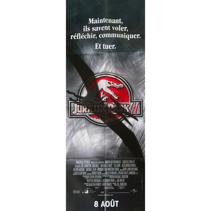 JURASSIC PARK III Original Movie Poster  - 23x63 in. - 2001 - Steven Spielberg, Sam Neil