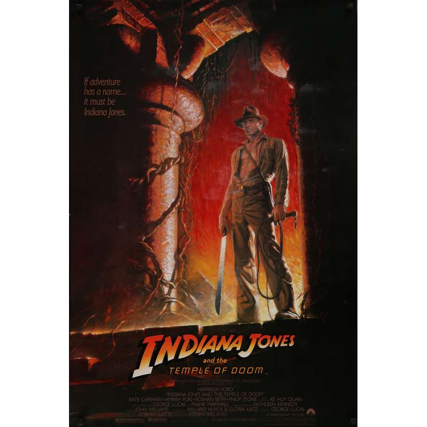 INDIANA JONES AND THE TEMPLE OF DOOM Original Movie Poster - 27x41 in. - 1984 - Steven Spielberg, Harrison Ford