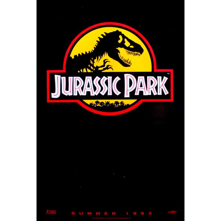 JURASSIC PARK Affiche de film Yellow Teaser - 69x104 cm. - 1993 - Sam Neil, Steven Spielberg