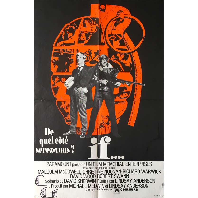 IF Original Movie Poster Folded in 4 - 15x21 in. - 1968 - Lindsay Anderson, Malcolm McDowell
