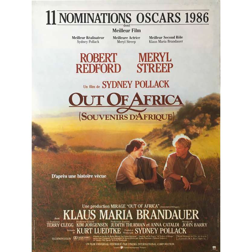 OUT OF AFRICA Original Movie Poster  - 15x21 in. - 1985 - Sidney Pollack, Robert Redford