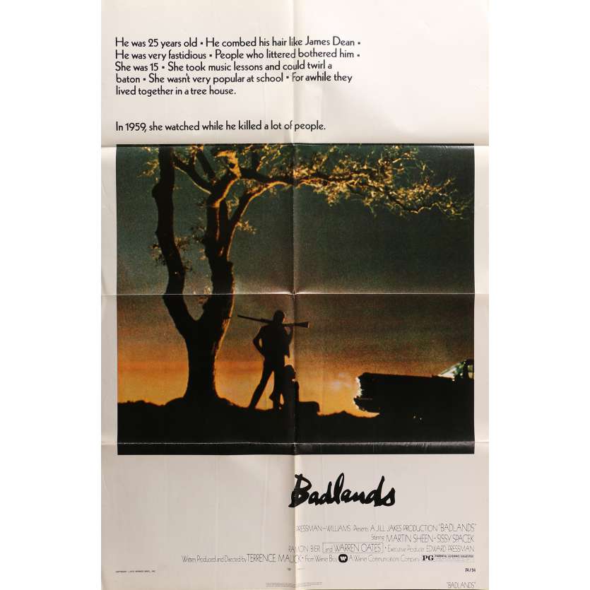 BADLANDS Original Movie Poster - 27x40 in. - 1973 - Terrence Malick, Martin Sheen, Sissy Spacek