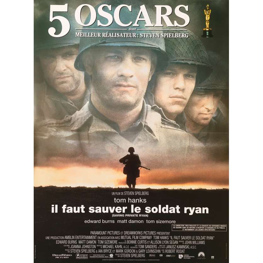 IL FAUT SAUVER LE SOLDAT RYAN Affiche de film Oscars - 40x60 cm. - 1998 - Tom Hanks, Steven Spielberg