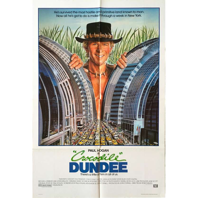 CROCODILE DUNDEE Affiche de film - 69x104 cm. - 1986 - Paul Hogan, Peter Faiman
