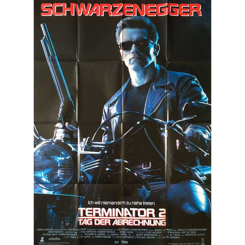 TERMINATOR 2 Original Movie Poster  - 33x47 in. - 1992 - James Cameron, Arnold Schwarzenegger