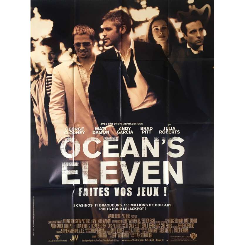 OCEAN'S ELEVEN Original Movie Poster - 47x63 in. - 2001 - Steven Soderbergh, George Clooney, Brad Pitt