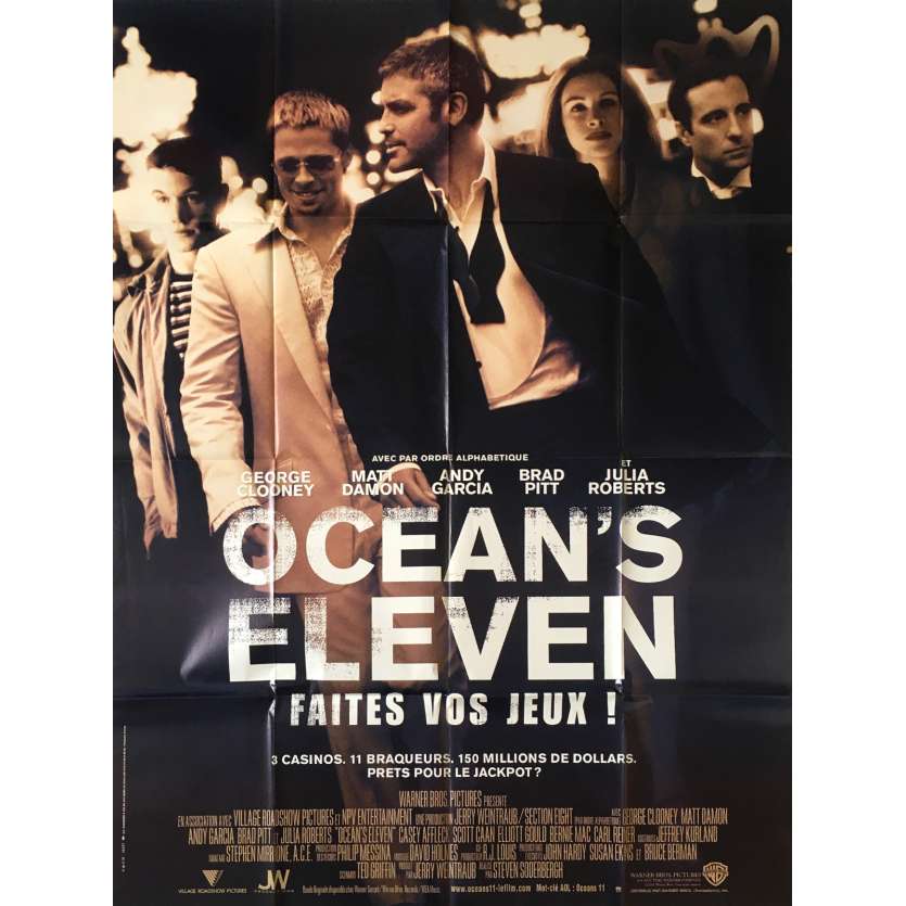 OCEAN'S ELEVEN Original Movie Poster  - 47x63 in. - 2001 - Steven Soderbergh, George Clooney, Brad Pitt