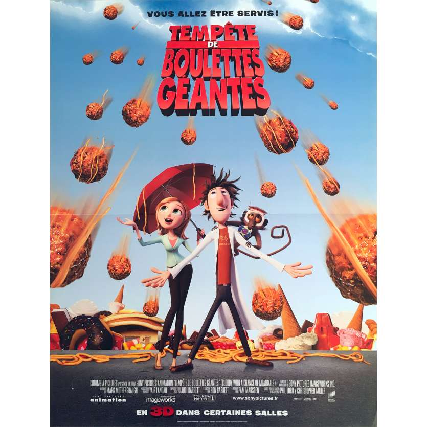 CLOUDY WITH A CHANCE OF MEATBALLS Original Movie Poster - 15x21 in. - 2009 - Phil Lord, Christopher Miller, Bill Hader