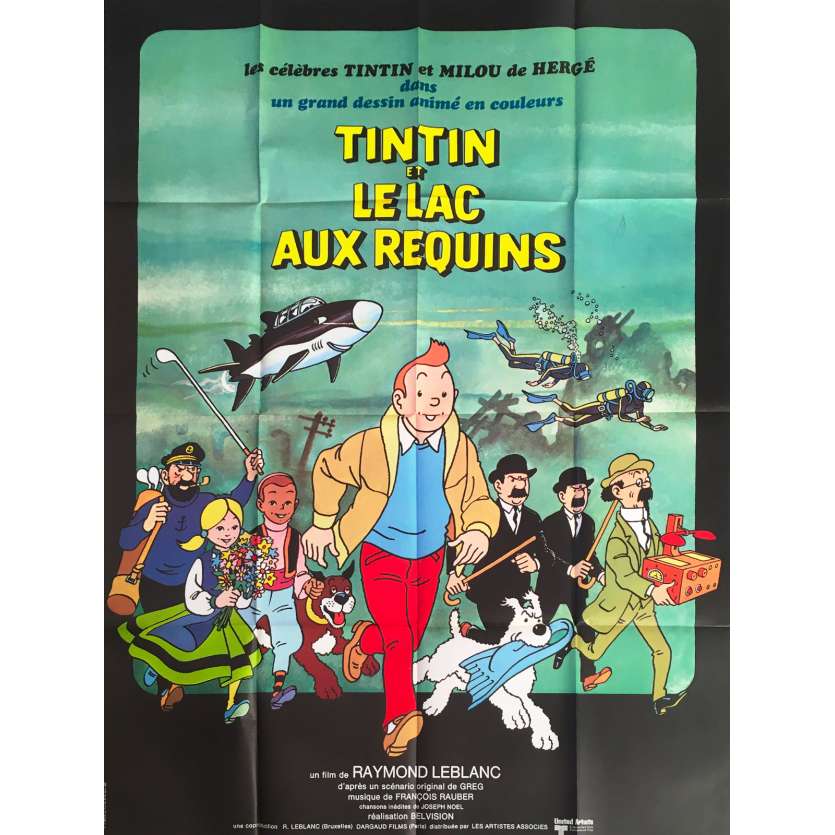TINTIN AND THE LAKE OF SHARKS Original Movie Poster  - 47x63 in. - 1972 - Raymond Leblanc, Jacques Balutin