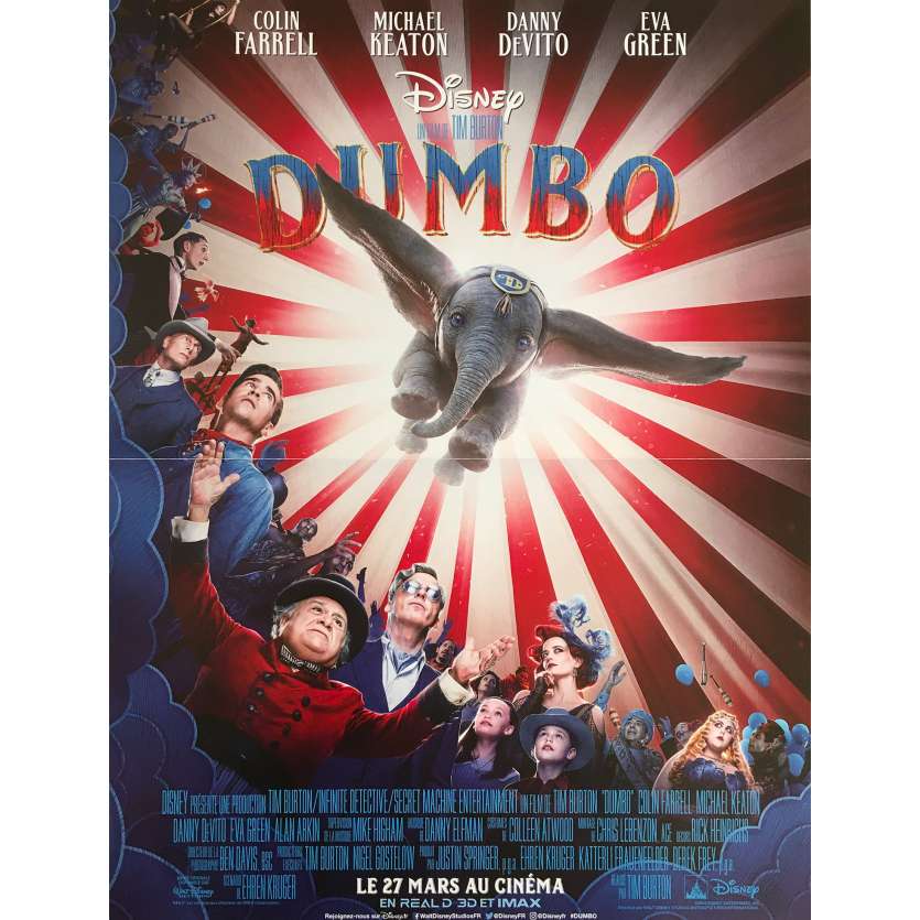 DUMBO (film) Affiche de film  - 40x60 cm. - 2019 - Colin Farrell, Michael Keaton, Tim Burton