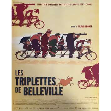 THE TRIPLETS OF BELLEVILLE Original Movie Poster  - 15x21 in. - 2003 - Sylvain Chomet, Michele Caucheteux
