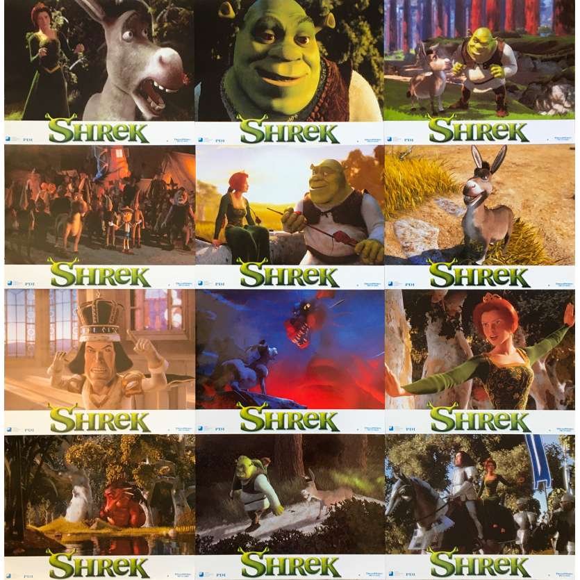 SHREK Original Lobby Cards x12 - 9x12 in. - 2001 - Andrew Adamson, Mike Myers