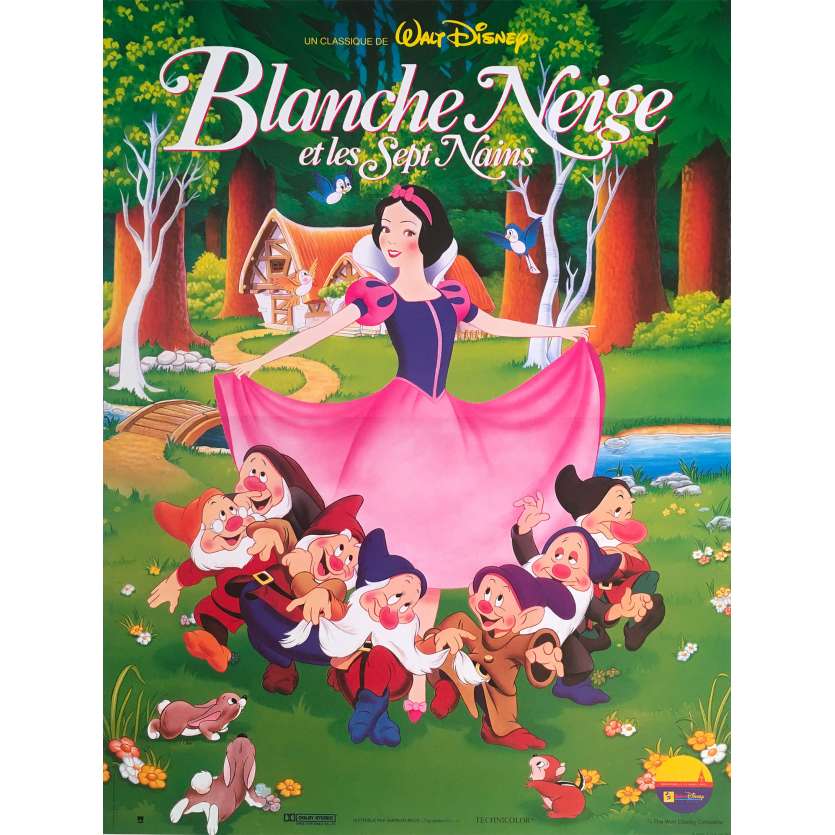BLANCHE NEIGE ET LES SEPT NAINS Affiche de film  - 40x60 cm. - R1980 - Walt Disney, Walt Disney