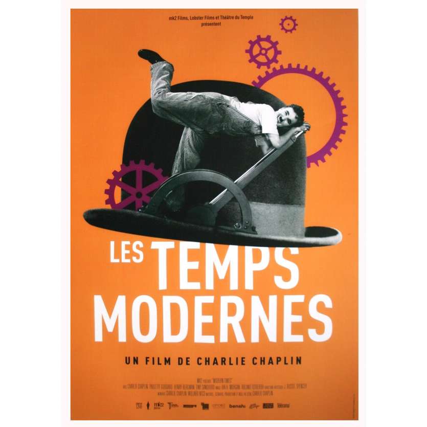 MODERN TIMES Original Movie Poster - 15x21 in. - R2020 - Charles Chaplin, Paulette Goddard,
