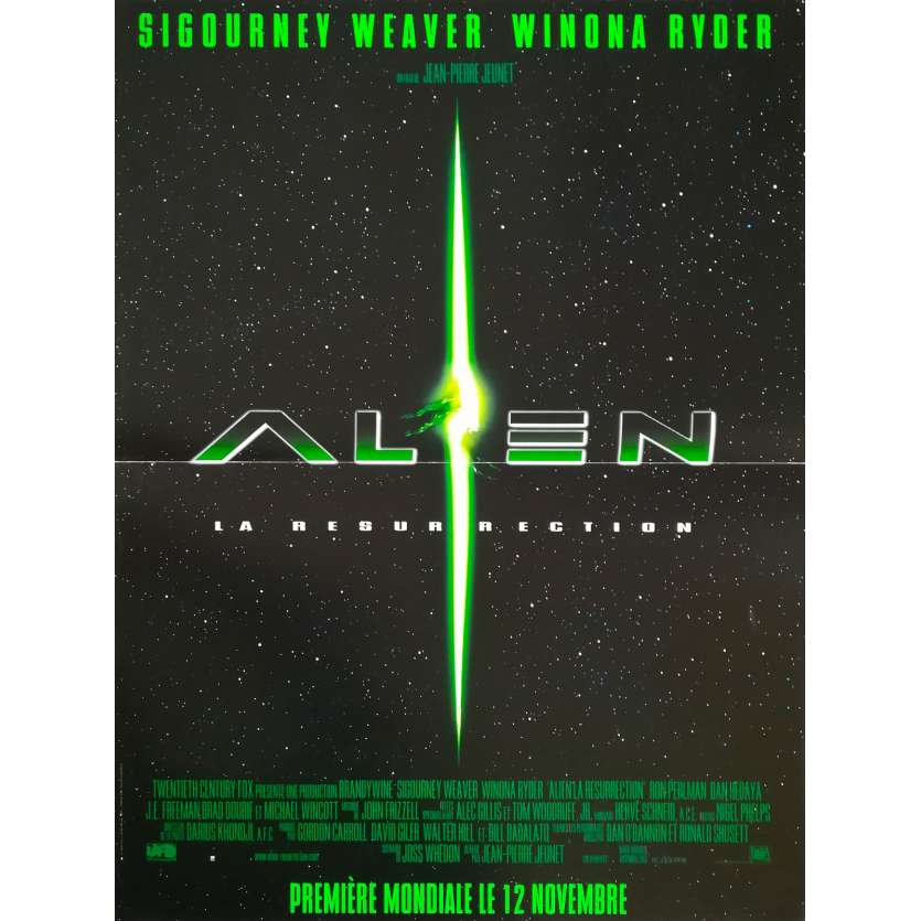 ALIEN RESURRECTION Original Movie Poster  - 15x21 in. - 1997 - Jean-Pierre Jeunet, Sigourney Weaver